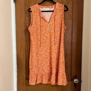 Michael Michael Kors Orange Floral Motif Dress with Gold Detail - XL